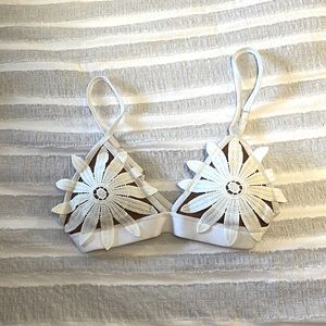 Local Designer lace flower swim top -XS/S